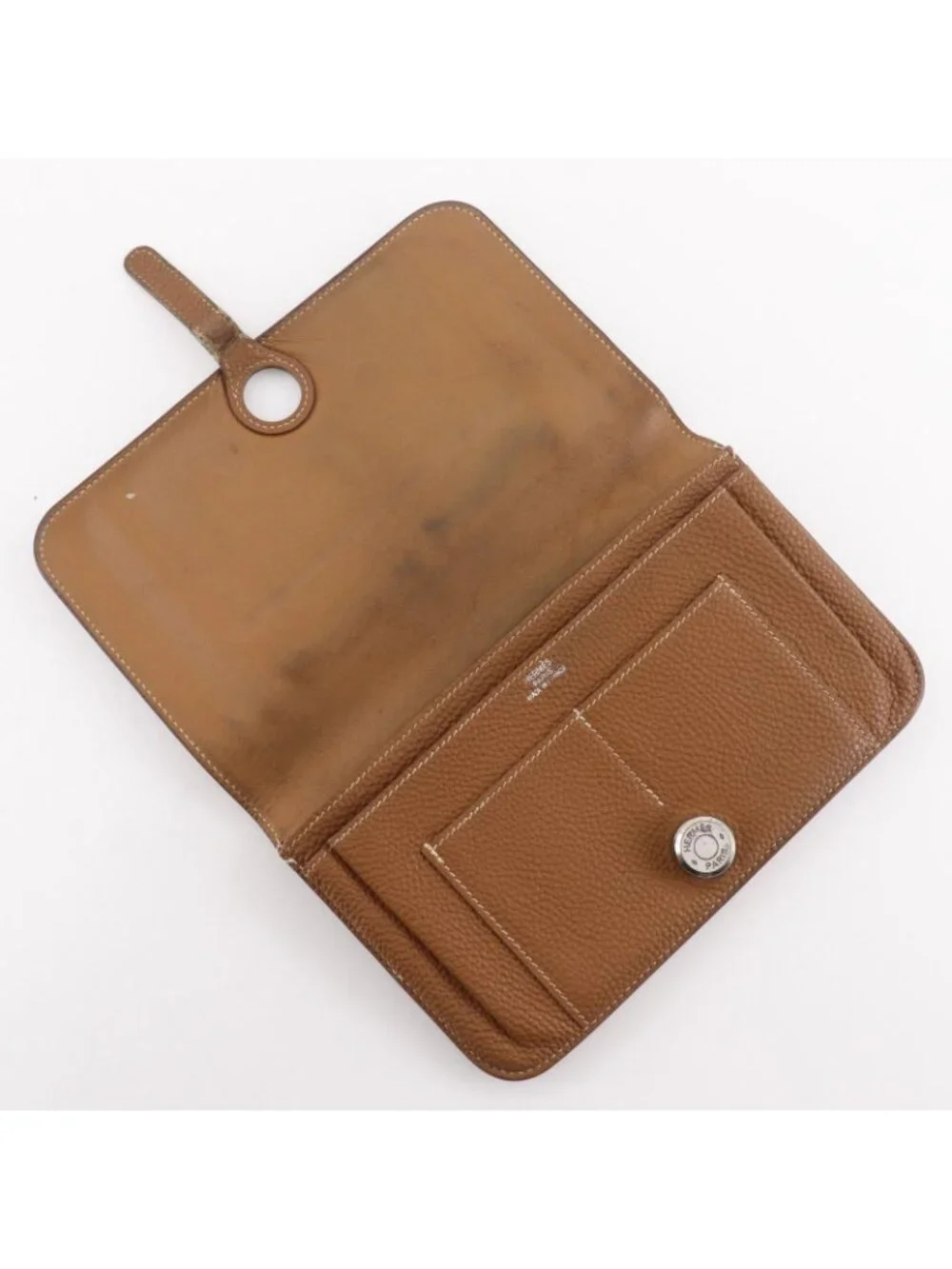 Hermes Dogon Taurillon Clemence Gold Brown I Wallet